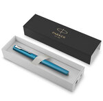 PARKER VECTOR XL Stylo roller  laque turquoise métallisée sur laiton  recharge noire pointe fine  Coffret cadeau