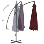 vidaXL Parasol de jardin en porte-à-faux mât en acier rouge bordeaux