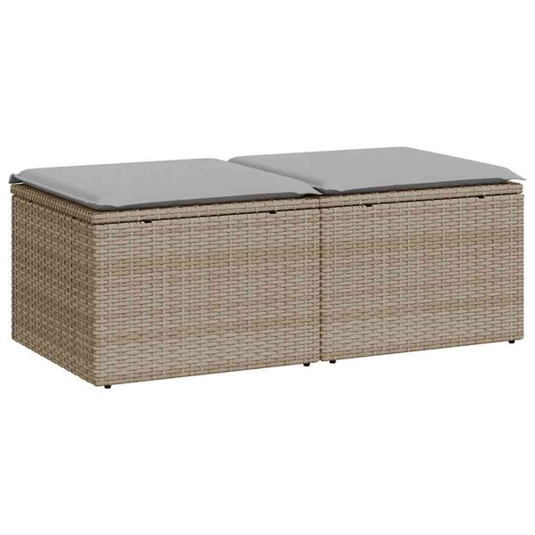 vidaXL Salon de jardin avec coussins 2 Pièces beige résine tressée acacia