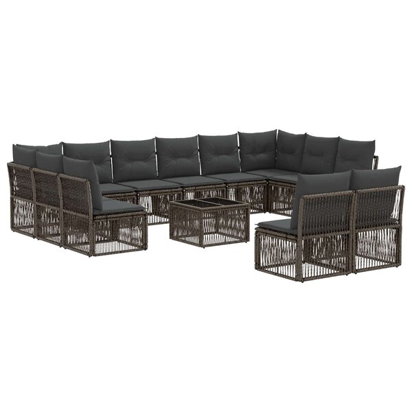 vidaXL Ensemble de canapé de jardin 13 Pièces Gris polyrotin