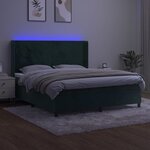 vidaXL Sommier à lattes de lit matelas et LED Vert foncé 160x200 cm