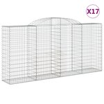 vidaXL Paniers à gabions arqués 17 Pièces 300x50x140/160 cm fer galvanisé