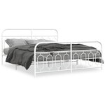 vidaXL Cadre de lit métal avec tête de lit/pied de lit blanc 193x203cm