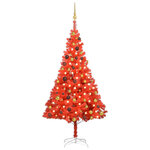 vidaXL Arbre de Noël artificiel pré-éclairé et boules rouge 180 cm PVC