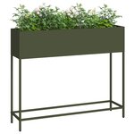 vidaXL Bac de jardin surélevé Vert olive 100 x 26 x 82 cm Acier