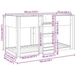 vidaXL Lit Superposé pour Enfants Bois ancien 75 x 190 cm