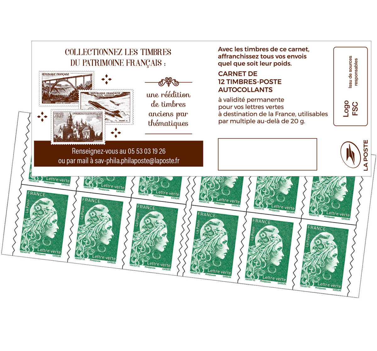 Marianne d´Yseult Digan Carnet de 12 timbres autoadhésifs pour