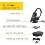 Jabra evolve 75 uc casque stereo sans fil supra-auriculaire - casque unified communications avec batterie longue durée et statio