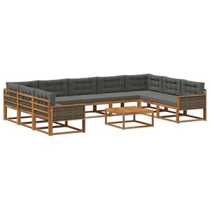 vidaXL Ensemble de canapés d'extérieur 10 Pièces Naturel et Anthracite