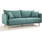 HEXAGONE - DAREN Canapé Fixe 3 places - Tissu Bleu - 207 x 90 x 88 cm