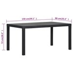 vidaXL Table de jardin 150x90x72 cm PP Anthracite