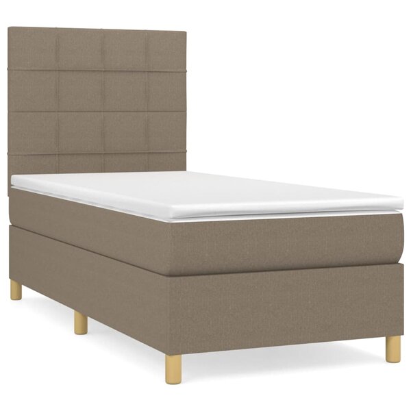 vidaXL Sommier à lattes de lit avec matelas Taupe 90x200 cm Tissu