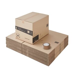 Pack and Move - Lot 15 cartons déménagement hauteur modulable : variable - 60 x 45 x 31-41 cm - Poignées renforcées - 1 adhésif offert