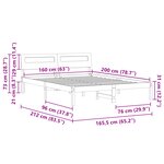 vidaXL Cadre de lit Marron cire 160 x 200 cm Bois massif en pin