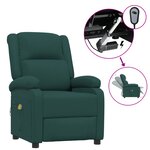 vidaXL Fauteuil électrique de massage Vert foncé Tissu