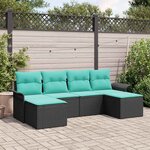 vidaXL Ensemble de canapé de jardin avec coussin 6 Pièces Noir Poly rotin
