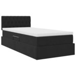 vidaXL Lit de rangement LED avec matelas Noir 100 x 200 cm Velours