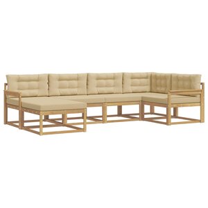 vidaXL Ensemble de canapés d'extérieur 5 Pièces Blanc et Beige Polyester