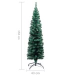 vidaXL Sapin de Noël artificiel mince avec support vert 150 cm PVC