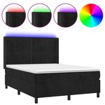 vidaXL Sommier à lattes de lit matelas et LED Noir 140x190 cm Velours