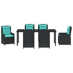 vidaXL Ensemble de salle à manger pour jardin 7 Pièces Noir Poly rotin