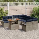vidaXL Ensemble de canapé de jardin 9 Pièces Gris et bleu marine