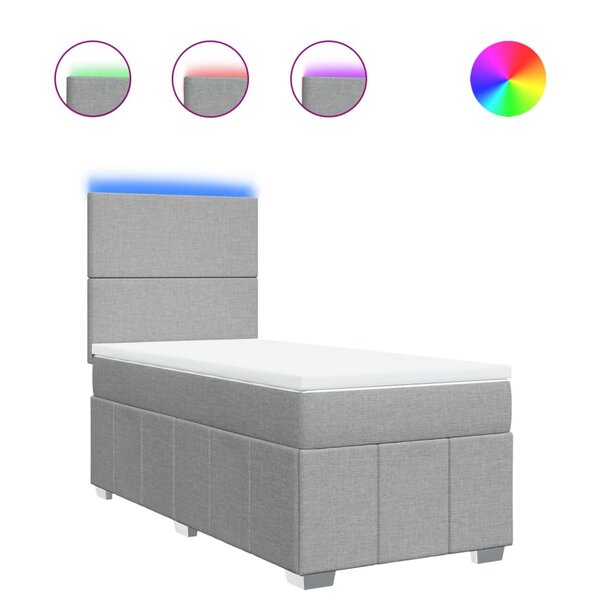 vidaXL Sommier à lattes de lit et matelas Gris clair 90x190 cm Tissu