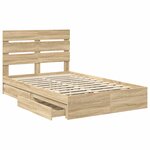 vidaXL Lit de Rangement Chêne Sonoma 135 x 190 cm Bois d'ingénierie