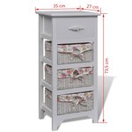 vidaXL Armoire avec 1 tiroir et 3 paniers Blanc Bois de Paulownia