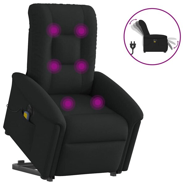 vidaXL Fauteuil inclinable de massage électrique Noir Tissu