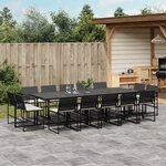 vidaXL Ensemble à manger de jardin 15 Pièces coussins noir résine tressée