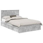 vidaXL Lit de Rangement Gris béton 135 x 190 cm Bois d'ingénierie