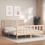 vidaXL Cadre de lit avec tête de lit 160x200 cm bois massif