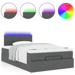 vidaXL Lit ottoman avec matelas et LED gris foncé 120x200 cm tissu