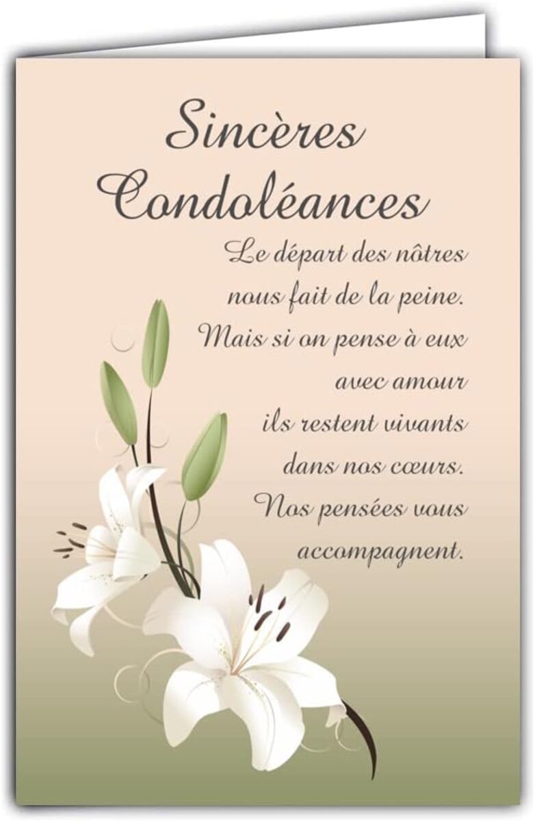 Carte Sincères Condoléances Fleurs Lys Blancs avec Enveloppe Blanche 12x17  5cm - La Poste