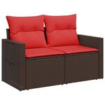 vidaXL Canapé de jardin avec coussins 2 places en résine tressée marron