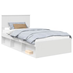 vidaXL Cadre de lit avec tête de lit Blanc 100 x 200 cm Pin massif