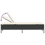 vidaXL Chaise longue avec coussin noir résine tressée