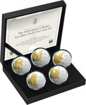 Monnaie QUEEN'S BEAST Gilded Set 5x1 Oz Argent 5 Pounds Pitcairn Islands 2026 (PRÉCOMMANDE)
