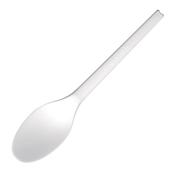 Cuillère blanche cpla compostable 149 mm - lot de 100 - fiesta green - cpla