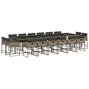 vidaXL Ensemble à manger de jardin 17 Pièces et coussins résine tressée