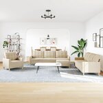 vidaXL Ensemble de canapés 4 Pièces avec repose-pied crème tissu