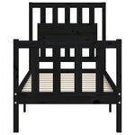 vidaXL Cadre de lit avec tête de lit noir petit simple bois massif