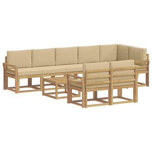 vidaXL Ensemble de canapés d'extérieur 9 pc Blanc et Beige Polyester