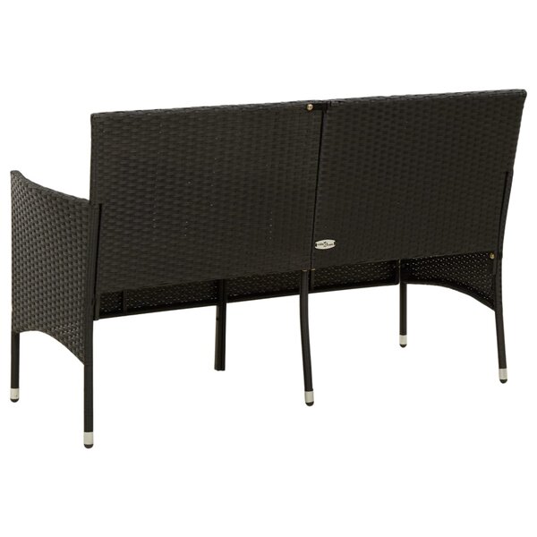 Canapé De Jardin 3 Places En Résine Tressée Noir Avec Coussins - Housses Amovibles - Mobilier Extérieur Durable