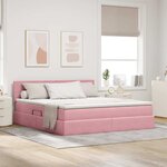 vidaXL Lit avec rangement et LED avec LED Rose 180 x 200 cm Velours