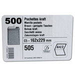 500 enveloppes - kraft brun - c5 - 162x229mm - auto-adhésive - gpv 505
