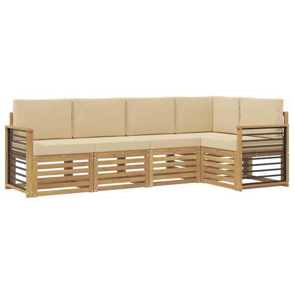 vidaXL Ensemble de canapés d'extérieur 5 pc Blanc et Beige Polyester