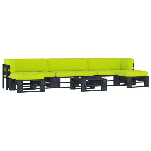 vidaXL Salon de jardin palette 6 Pièces et coussins pin imprégné de noir