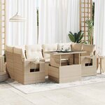 vidaXL Salon de jardin avec coussins 7 Pièces beige résine tressée